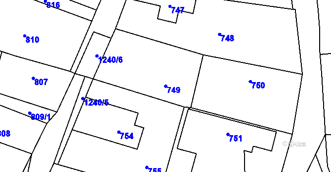 Parcela st. 749 v KÚ Pustá Polom, Katastrální mapa