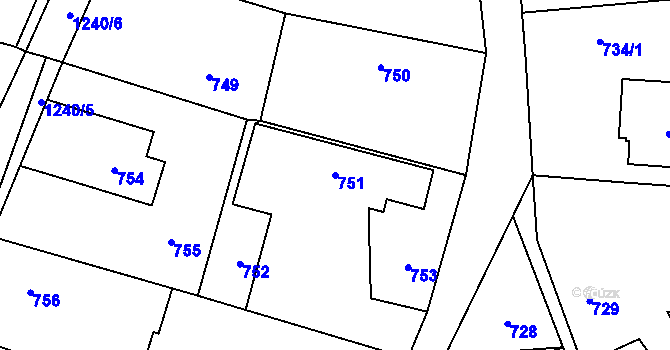 Parcela st. 751 v KÚ Pustá Polom, Katastrální mapa