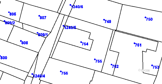 Parcela st. 754 v KÚ Pustá Polom, Katastrální mapa