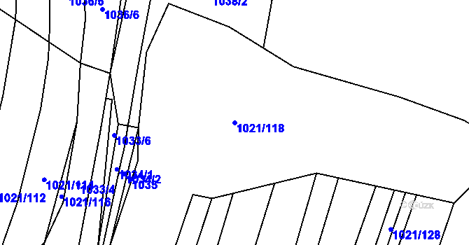 Parcela st. 1021/118 v KÚ Pustá Polom, Katastrální mapa