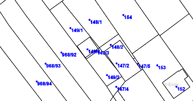 Parcela st. 149/3 v KÚ Pustá Polom, Katastrální mapa