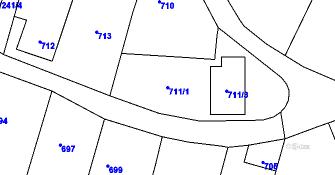 Parcela st. 711/1 v KÚ Pustá Polom, Katastrální mapa