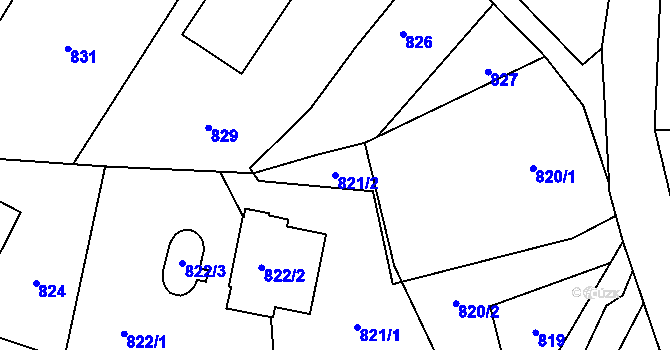 Parcela st. 821/2 v KÚ Pustá Polom, Katastrální mapa