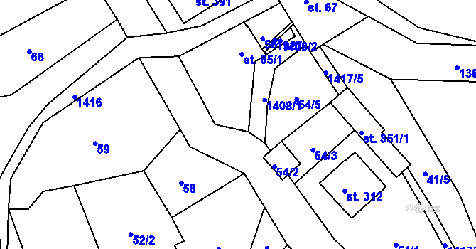 Parcela st. 65/2 v KÚ Pustá Rybná, Katastrální mapa
