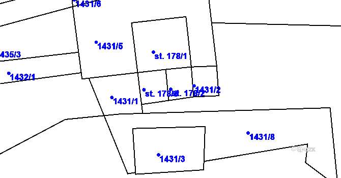Parcela st. 178/2 v KÚ Pustá Rybná, Katastrální mapa