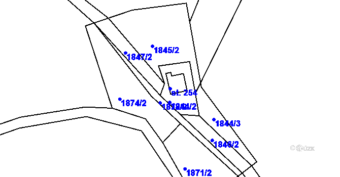 Parcela st. 254 v KÚ Pustá Rybná, Katastrální mapa