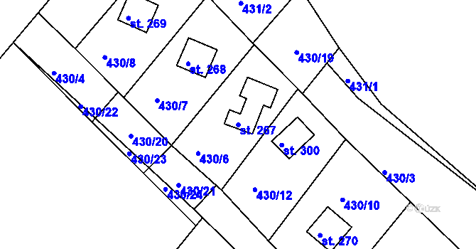 Parcela st. 267 v KÚ Pustá Rybná, Katastrální mapa