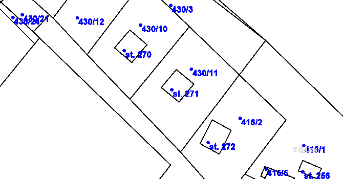 Parcela st. 271 v KÚ Pustá Rybná, Katastrální mapa