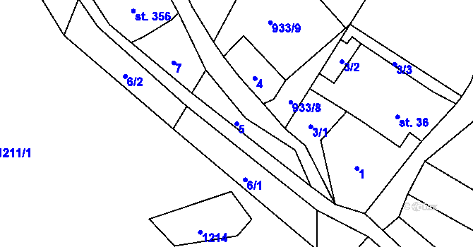 Parcela st. 5 v KÚ Pustá Rybná, Katastrální mapa