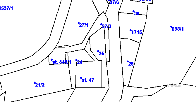 Parcela st. 25 v KÚ Pustá Rybná, Katastrální mapa