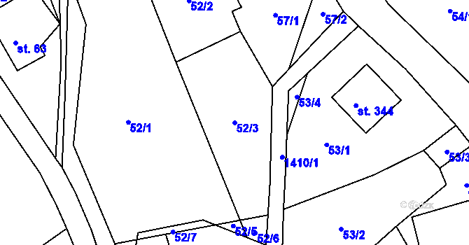 Parcela st. 52/3 v KÚ Pustá Rybná, Katastrální mapa