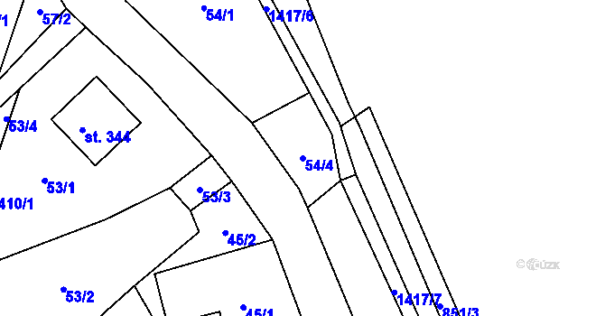Parcela st. 54/4 v KÚ Pustá Rybná, Katastrální mapa