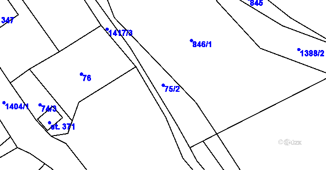 Parcela st. 75/2 v KÚ Pustá Rybná, Katastrální mapa