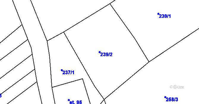 Parcela st. 239/2 v KÚ Pustá Rybná, Katastrální mapa
