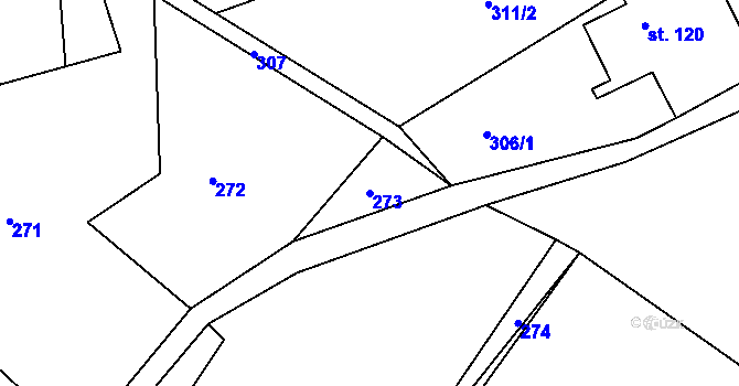Parcela st. 273 v KÚ Pustá Rybná, Katastrální mapa