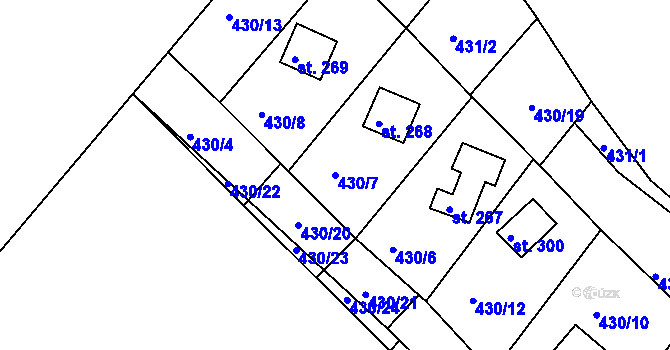Parcela st. 430/7 v KÚ Pustá Rybná, Katastrální mapa