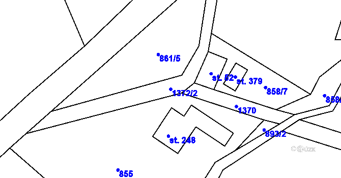 Parcela st. 1372/2 v KÚ Pustá Rybná, Katastrální mapa