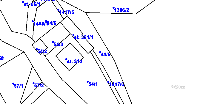Parcela st. 41/5 v KÚ Pustá Rybná, Katastrální mapa