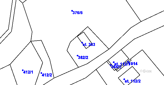 Parcela st. 363 v KÚ Pustá Rybná, Katastrální mapa