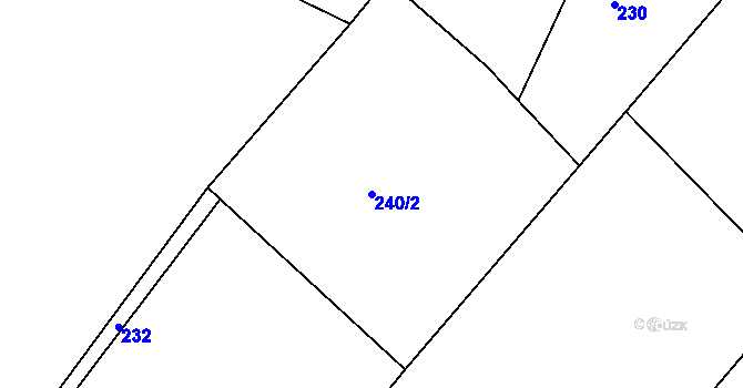 Parcela st. 240/2 v KÚ Pustá Rybná, Katastrální mapa