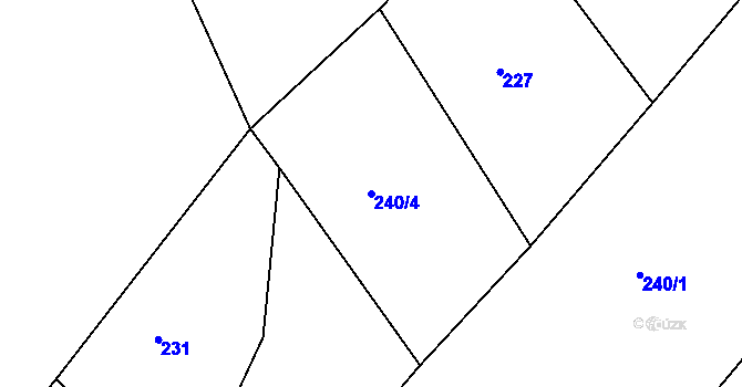 Parcela st. 240/4 v KÚ Pustá Rybná, Katastrální mapa