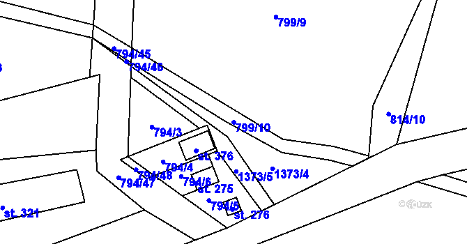 Parcela st. 799/10 v KÚ Pustá Rybná, Katastrální mapa