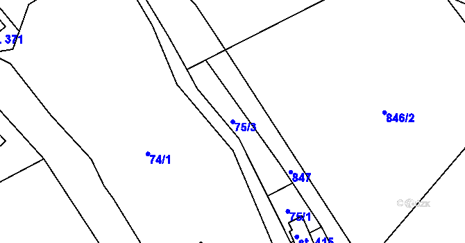 Parcela st. 75/3 v KÚ Pustá Rybná, Katastrální mapa