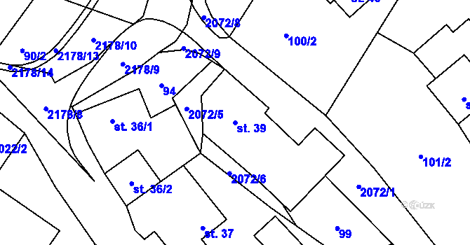 Parcela st. 39 v KÚ Pustějov, Katastrální mapa
