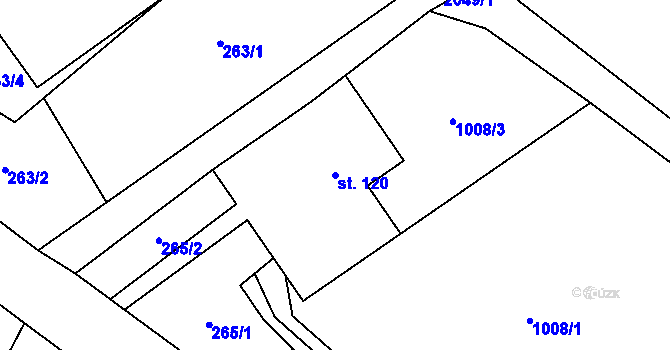 Parcela st. 120 v KÚ Pustějov, Katastrální mapa