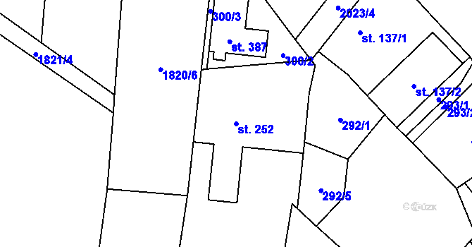 Parcela st. 252 v KÚ Pustějov, Katastrální mapa