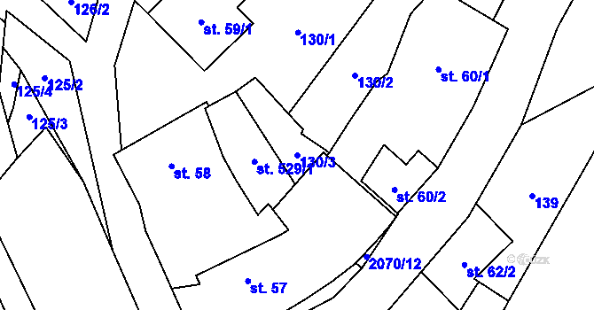 Parcela st. 130/3 v KÚ Pustějov, Katastrální mapa