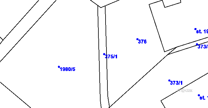 Parcela st. 375/1 v KÚ Pustějov, Katastrální mapa