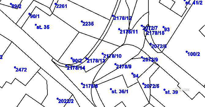 Parcela st. 2178/10 v KÚ Pustějov, Katastrální mapa