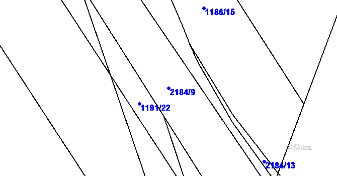 Parcela st. 2184/9 v KÚ Pustějov, Katastrální mapa