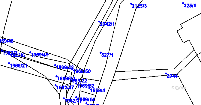 Parcela st. 327/1 v KÚ Pustějov, Katastrální mapa