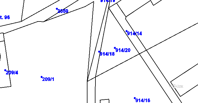 Parcela st. 914/18 v KÚ Pustějov, Katastrální mapa