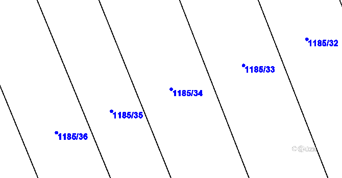Parcela st. 1185/34 v KÚ Pustějov, Katastrální mapa
