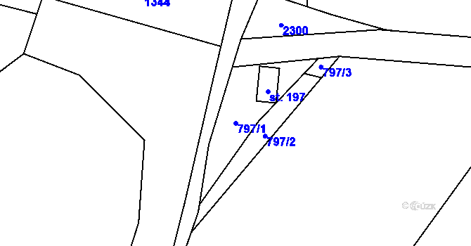 Parcela st. 797/1 v KÚ Pustějov, Katastrální mapa