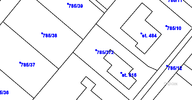 Parcela st. 785/372 v KÚ Pustějov, Katastrální mapa