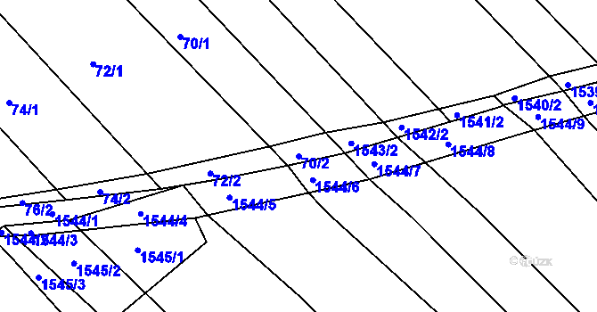 Parcela st. 70/2 v KÚ Pustiměř, Katastrální mapa