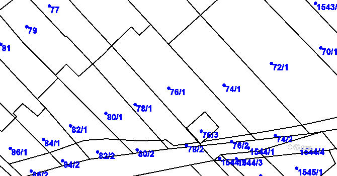 Parcela st. 76/1 v KÚ Pustiměř, Katastrální mapa