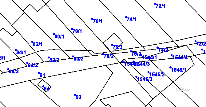 Parcela st. 78/2 v KÚ Pustiměř, Katastrální mapa