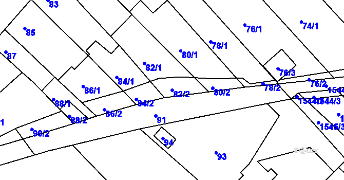 Parcela st. 82/2 v KÚ Pustiměř, Katastrální mapa
