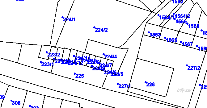 Parcela st. 224/4 v KÚ Pustiměř, Katastrální mapa