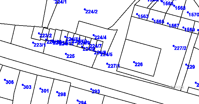 Parcela st. 224/5 v KÚ Pustiměř, Katastrální mapa