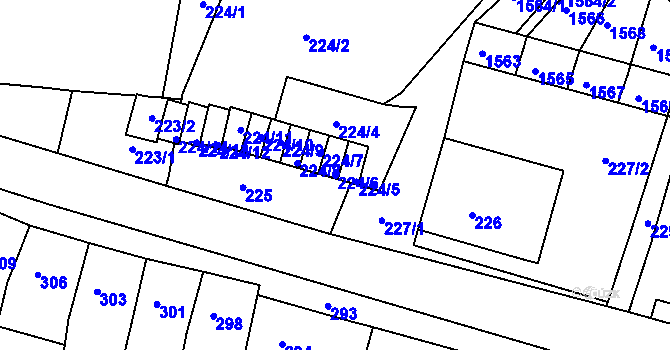 Parcela st. 224/6 v KÚ Pustiměř, Katastrální mapa