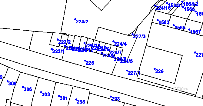 Parcela st. 224/8 v KÚ Pustiměř, Katastrální mapa
