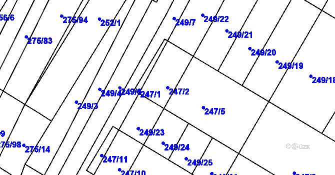 Parcela st. 247/2 v KÚ Pustiměř, Katastrální mapa