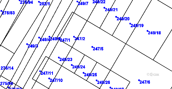 Parcela st. 247/3 v KÚ Pustiměř, Katastrální mapa