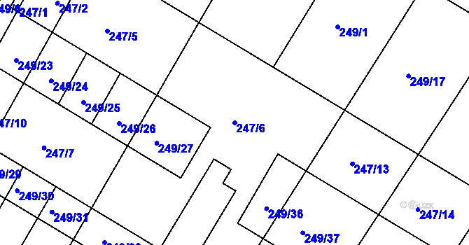 Parcela st. 247/6 v KÚ Pustiměř, Katastrální mapa